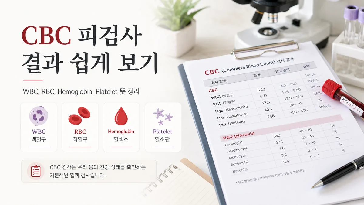 CBC 혈액검사란? WBC·RBC·헤모글로빈·혈소판 수치 이해하기