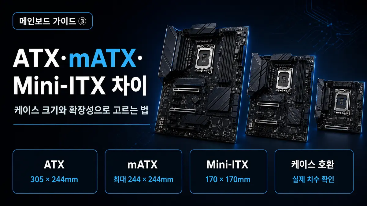ATX·mATX·Mini-ITX 차이: 케이스 크기와 확장성으로 메인보드 고르는 법