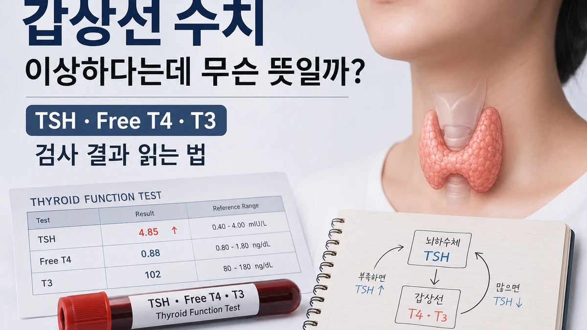 갑상선 수치가 이상하다는데 무슨 뜻일까?: TSH·Free T4·T3 검사 결과 읽는 법